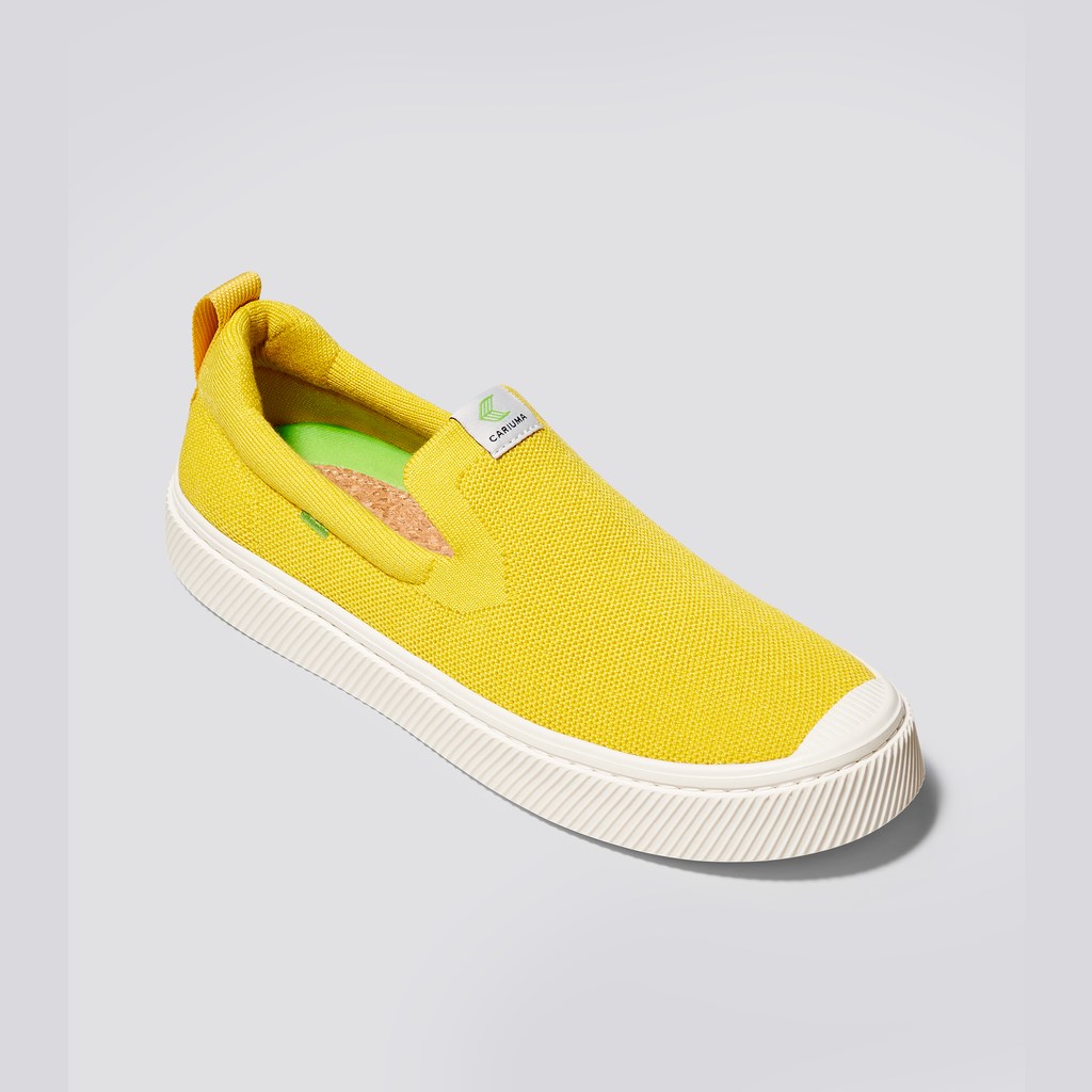 IBI Slip-On Cariuma Low Top Bamboo Weave Knit Vegan Jaune Homme | KGJ-0527012